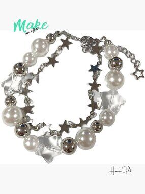 Alloy Vintage Punk Y2K Star Pearl Double Layer Beaded Chain Bracelet